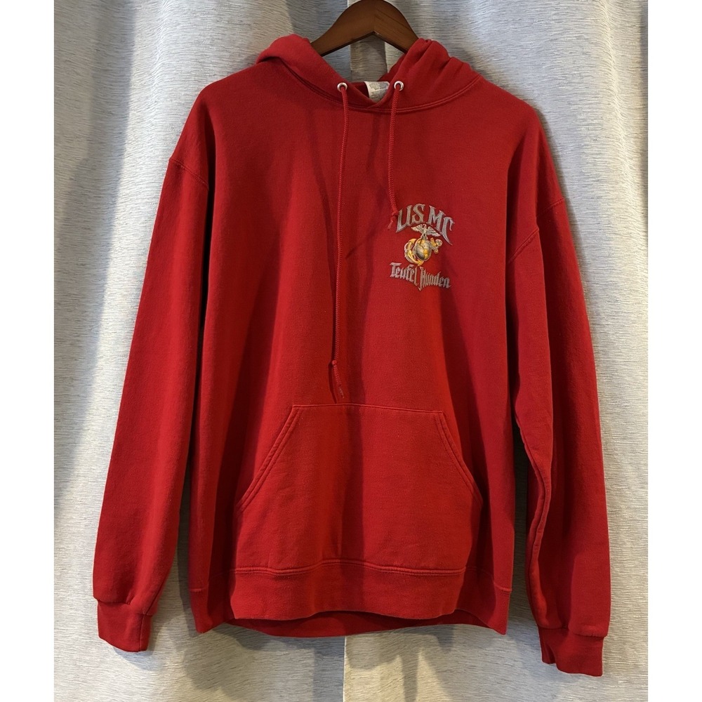USMC‎ Teufel Hunden Hoodie Size Large red